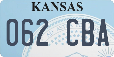 KS license plate 062CBA
