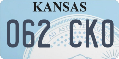 KS license plate 062CKO