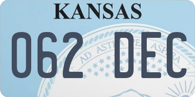KS license plate 062DEC