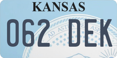 KS license plate 062DEK