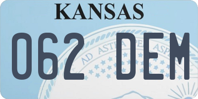KS license plate 062DEM