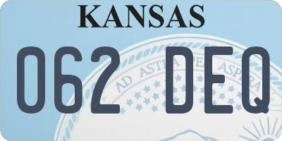 KS license plate 062DEQ