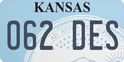 KS license plate 062DES