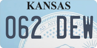 KS license plate 062DEW