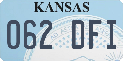 KS license plate 062DFI