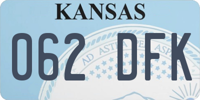 KS license plate 062DFK