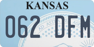 KS license plate 062DFM