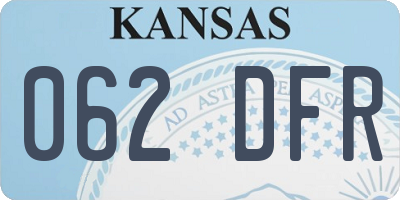 KS license plate 062DFR