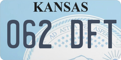 KS license plate 062DFT