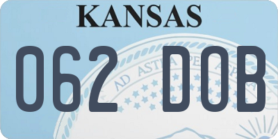 KS license plate 062DOB