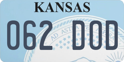 KS license plate 062DOD