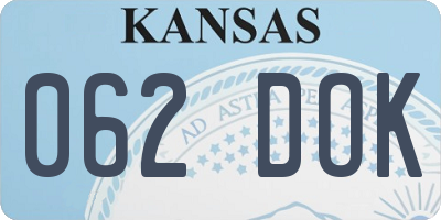 KS license plate 062DOK