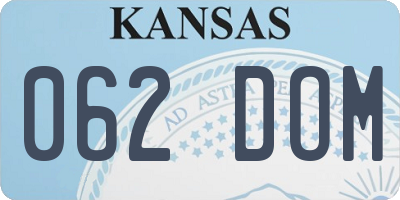 KS license plate 062DOM