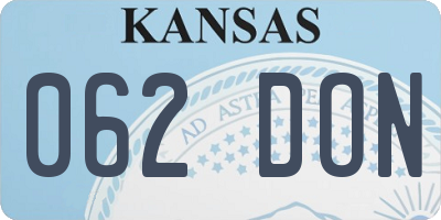 KS license plate 062DON