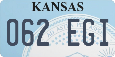KS license plate 062EGI