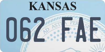KS license plate 062FAE