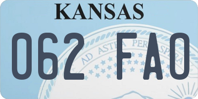 KS license plate 062FAO