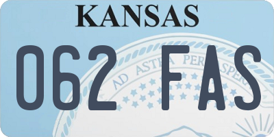 KS license plate 062FAS