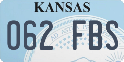 KS license plate 062FBS