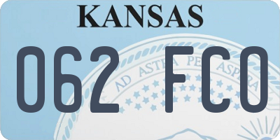 KS license plate 062FCO