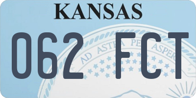 KS license plate 062FCT
