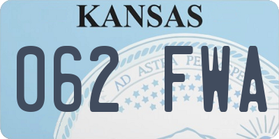 KS license plate 062FWA