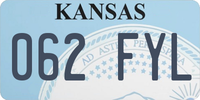 KS license plate 062FYL