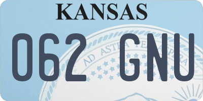 KS license plate 062GNU