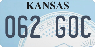 KS license plate 062GOC