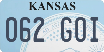KS license plate 062GOI