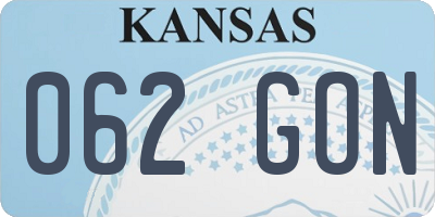 KS license plate 062GON