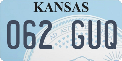 KS license plate 062GUQ