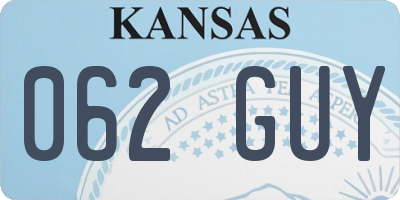 KS license plate 062GUY