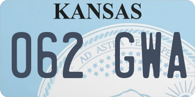 KS license plate 062GWA