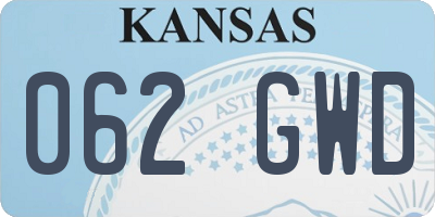 KS license plate 062GWD