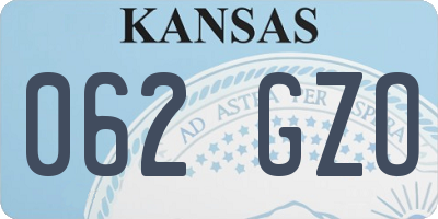 KS license plate 062GZO