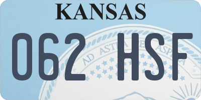 KS license plate 062HSF