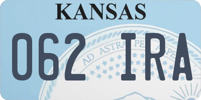 KS license plate 062IRA