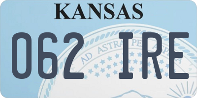 KS license plate 062IRE