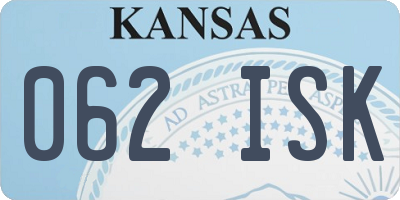 KS license plate 062ISK