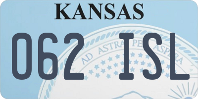 KS license plate 062ISL