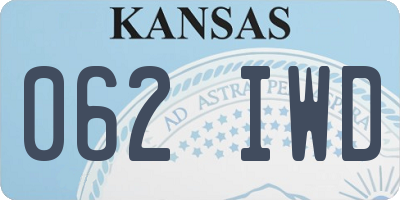 KS license plate 062IWD