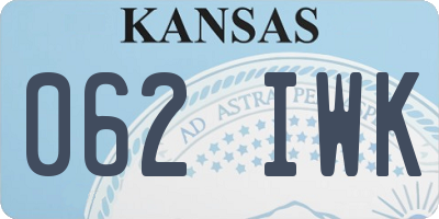 KS license plate 062IWK