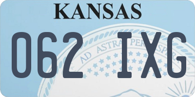 KS license plate 062IXG
