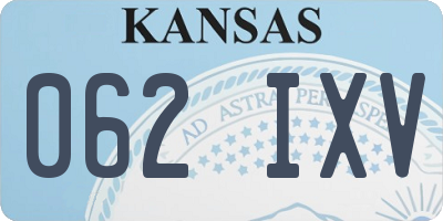KS license plate 062IXV
