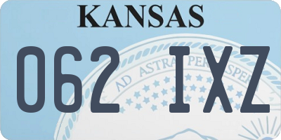 KS license plate 062IXZ