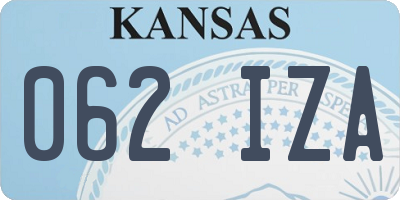KS license plate 062IZA