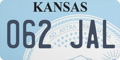 KS license plate 062JAL