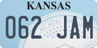 KS license plate 062JAM