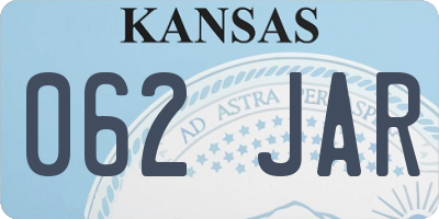 KS license plate 062JAR